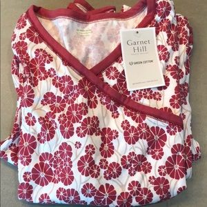 Red and white long sleeve pajama set.